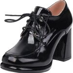 black oxford heeled shoes