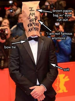 Shia LaBeouf Paper Bag I am not Famous