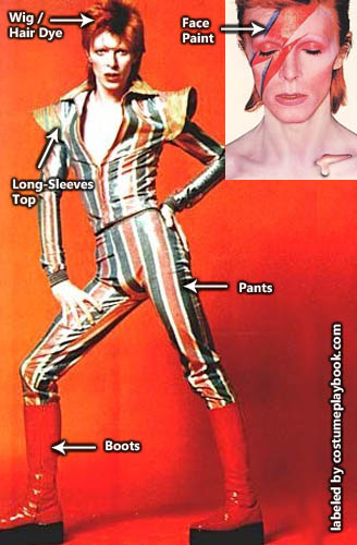 Ziggy Stardust David Bowie Costume Wig - Rock Star Costumes