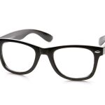 black framed glasses