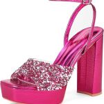 pink sparkly platform heels