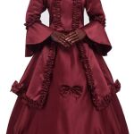 vitorian gown scarlet with hoop skirt